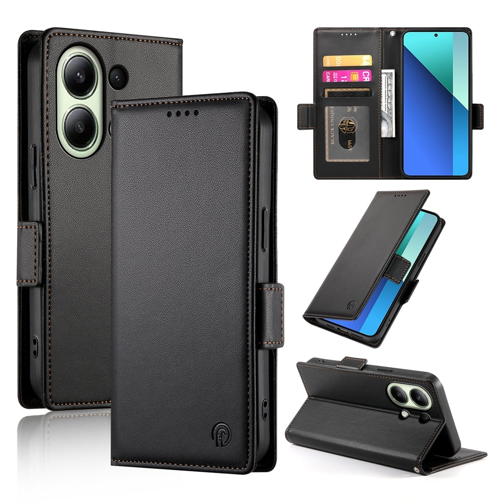 Xiaomi Redmi Note 13 4G Wallet Case - Luxury Magnetic PU Leather Flip Cover with Card Slots, Stand & Shockproof Protection