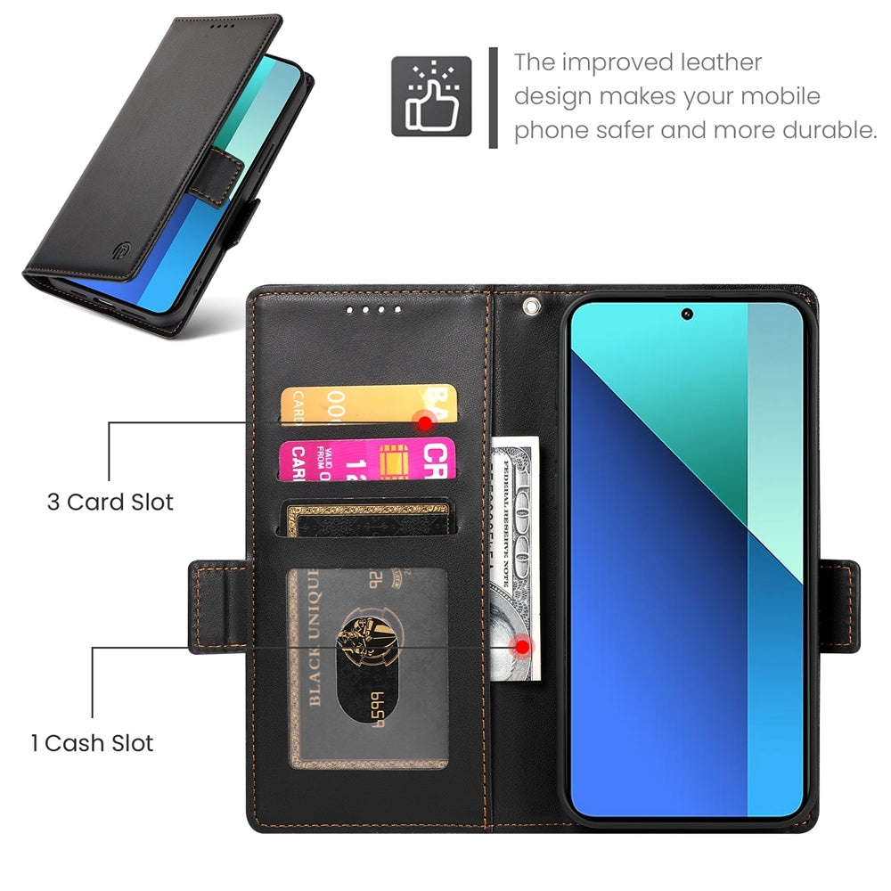 Xiaomi Redmi Note 13 4G Wallet Case - Luxury Magnetic PU Leather Flip Cover with Card Slots, Stand & Shockproof Protection