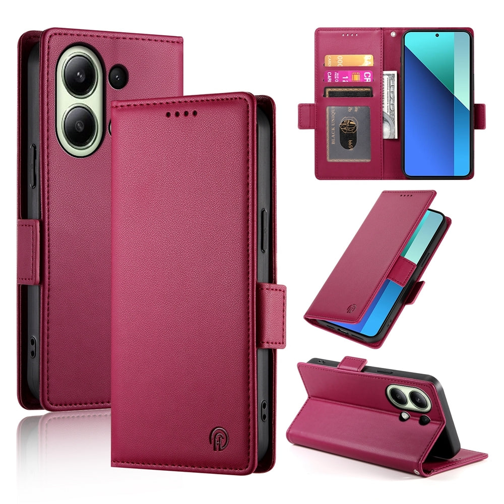 Xiaomi Redmi Note 13 4G Wallet Case - Luxury Magnetic PU Leather Flip Cover with Card Slots, Stand & Shockproof Protection