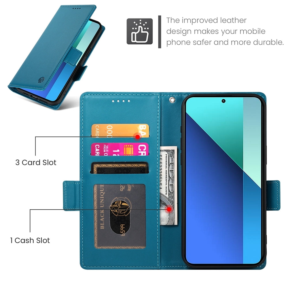 Xiaomi Redmi Note 13 4G Wallet Case - Luxury Magnetic PU Leather Flip Cover with Card Slots, Stand & Shockproof Protection