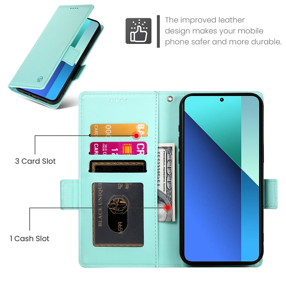 Xiaomi Redmi Note 13 4G Wallet Case - Luxury Magnetic PU Leather Flip Cover with Card Slots, Stand & Shockproof Protection