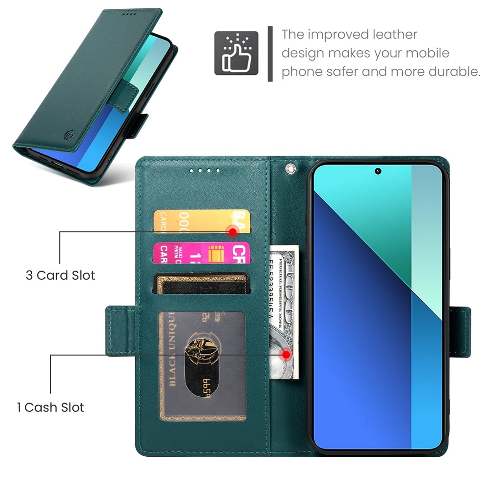Xiaomi Redmi Note 13 4G Wallet Case - Luxury Magnetic PU Leather Flip Cover with Card Slots, Stand & Shockproof Protection