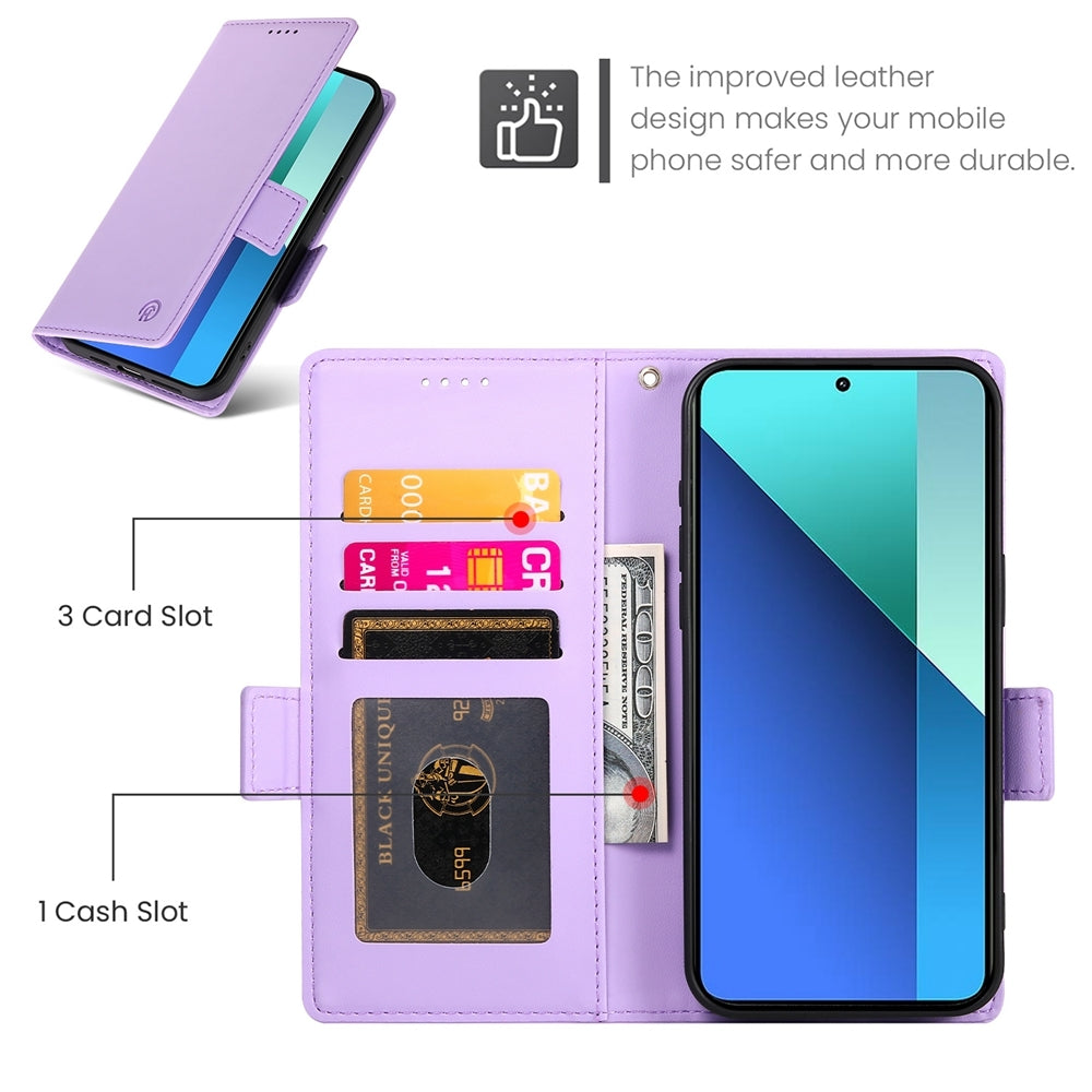 Xiaomi Redmi Note 13 4G Wallet Case - Luxury Magnetic PU Leather Flip Cover with Card Slots, Stand & Shockproof Protection
