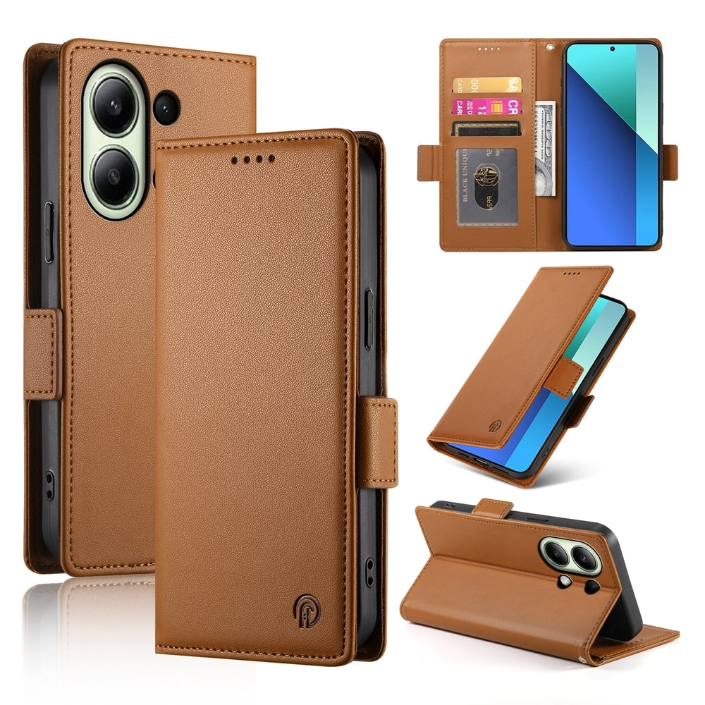 Xiaomi Redmi Note 13 4G Wallet Case - Luxury Magnetic PU Leather Flip Cover with Card Slots, Stand & Shockproof Protection