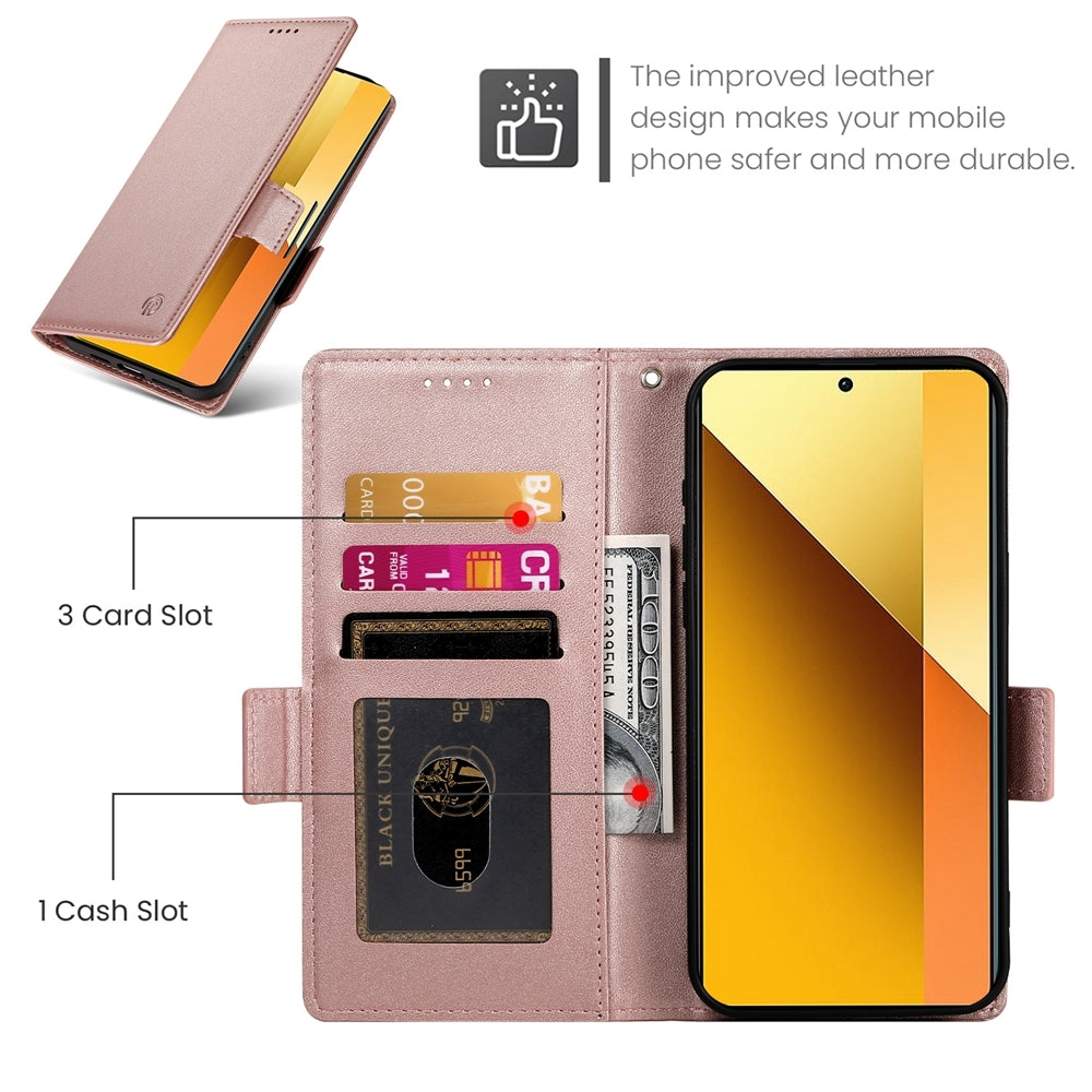 Xiaomi Redmi Note 13 5G Wallet Case - Luxury Magnetic PU Leather Flip Cover with Card Slots, Stand & Shockproof Protection