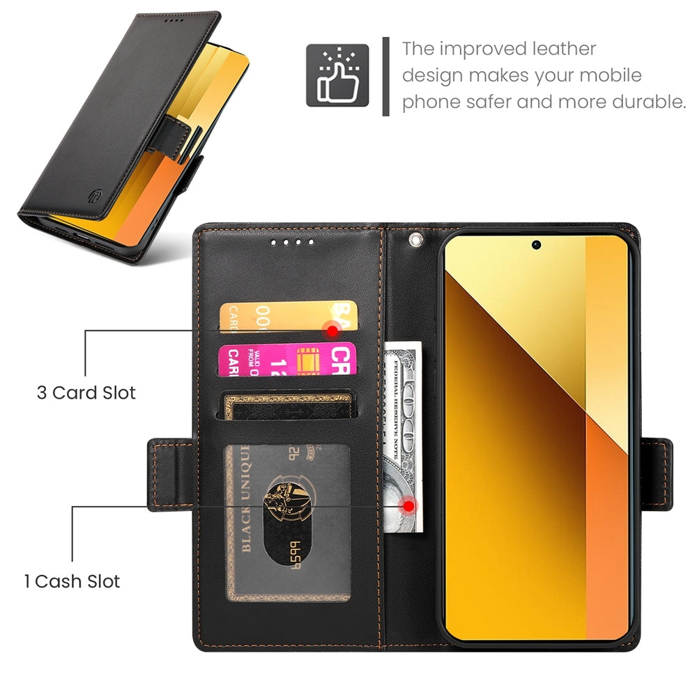 Xiaomi Redmi Note 13 5G Wallet Case - Luxury Magnetic PU Leather Flip Cover with Card Slots, Stand & Shockproof Protection