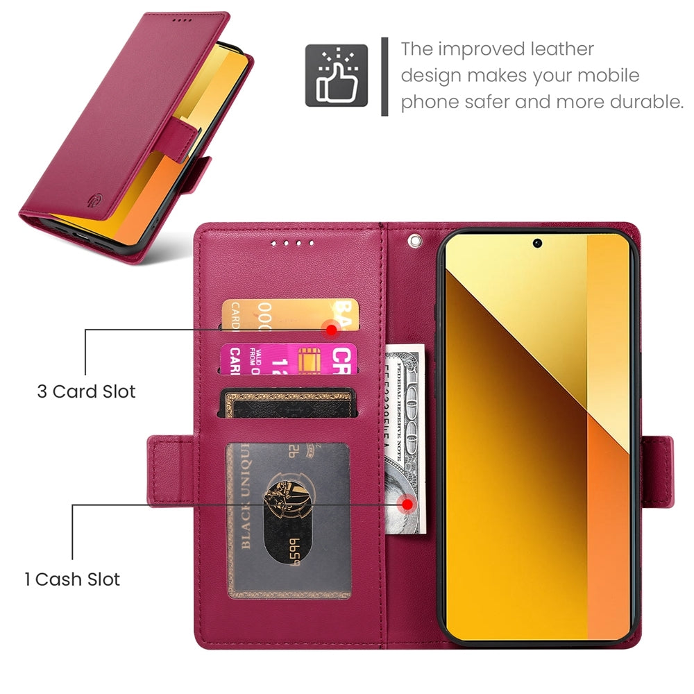 Xiaomi Redmi Note 13 5G Wallet Case - Luxury Magnetic PU Leather Flip Cover with Card Slots, Stand & Shockproof Protection