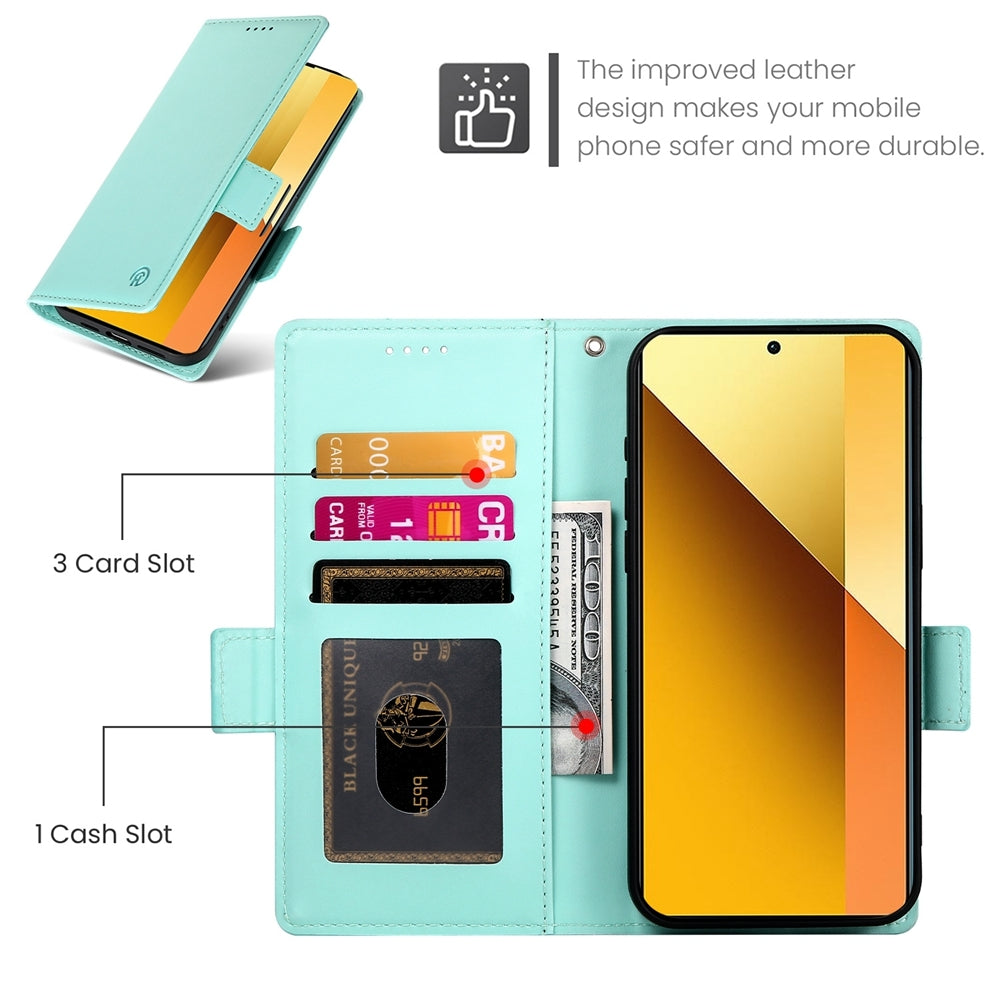 Xiaomi Redmi Note 13 5G Wallet Case - Luxury Magnetic PU Leather Flip Cover with Card Slots, Stand & Shockproof Protection