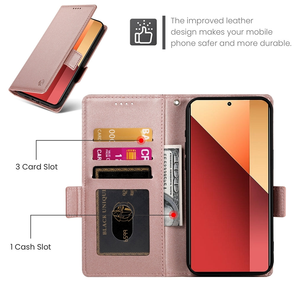 Xiaomi Redmi Note 13 Pro 4G Wallet Case - Luxury Magnetic PU Leather Flip Cover with Card Slots, Stand & Shockproof Protection