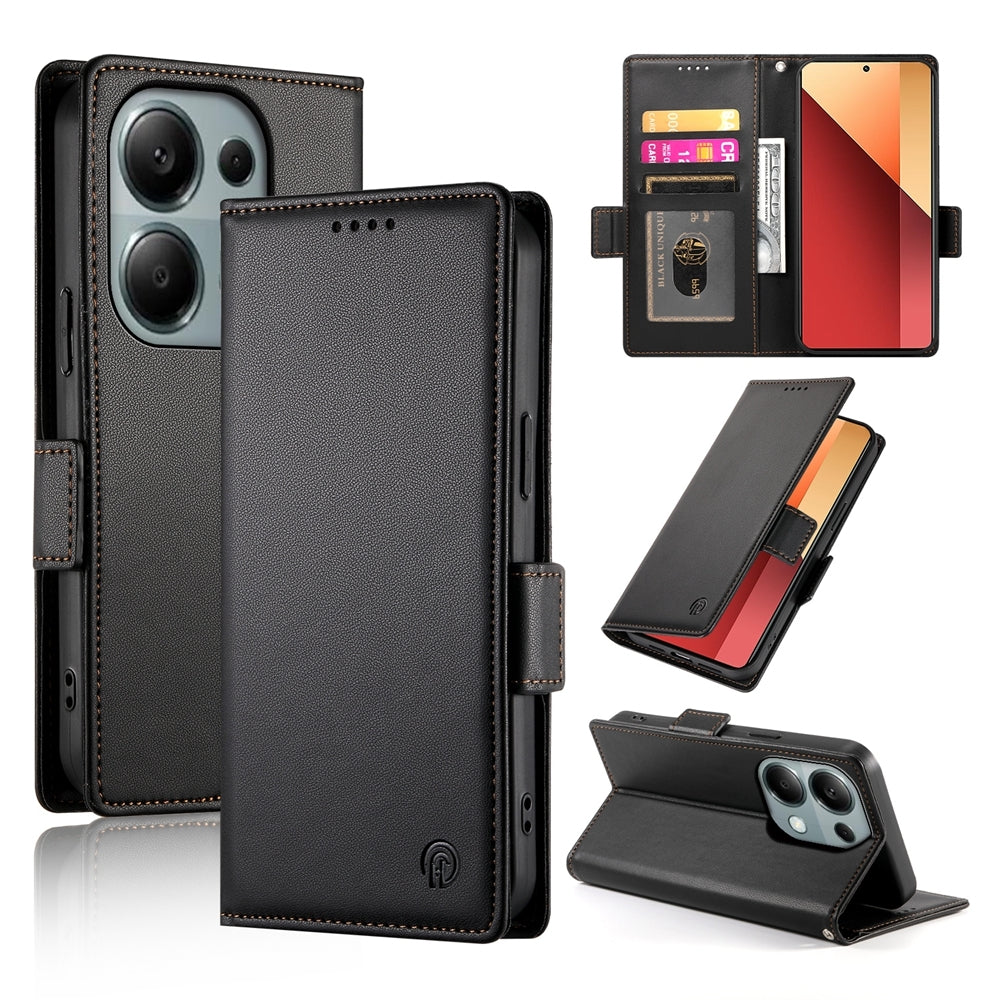 Xiaomi Redmi Note 13 Pro 4G Wallet Case - Luxury Magnetic PU Leather Flip Cover with Card Slots, Stand & Shockproof Protection