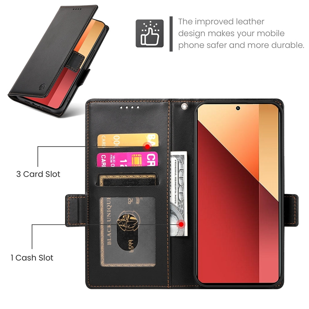 Xiaomi Redmi Note 13 Pro 4G Wallet Case - Luxury Magnetic PU Leather Flip Cover with Card Slots, Stand & Shockproof Protection