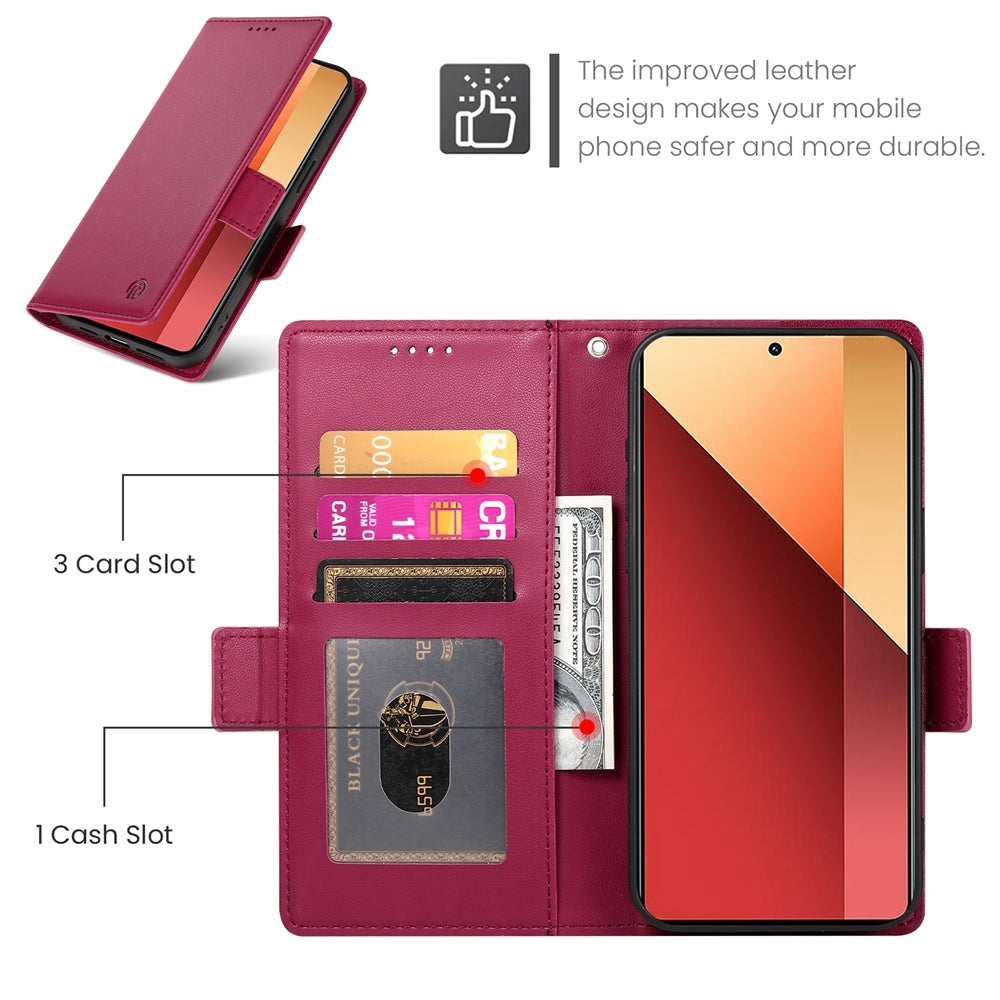 Xiaomi Redmi Note 13 Pro 4G Wallet Case - Luxury Magnetic PU Leather Flip Cover with Card Slots, Stand & Shockproof Protection