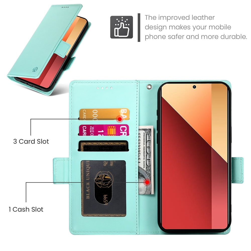 Xiaomi Redmi Note 13 Pro 4G Wallet Case - Luxury Magnetic PU Leather Flip Cover with Card Slots, Stand & Shockproof Protection