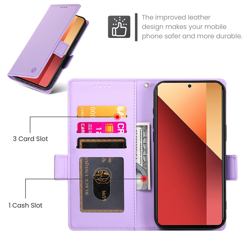 Xiaomi Redmi Note 13 Pro 4G Wallet Case - Luxury Magnetic PU Leather Flip Cover with Card Slots, Stand & Shockproof Protection