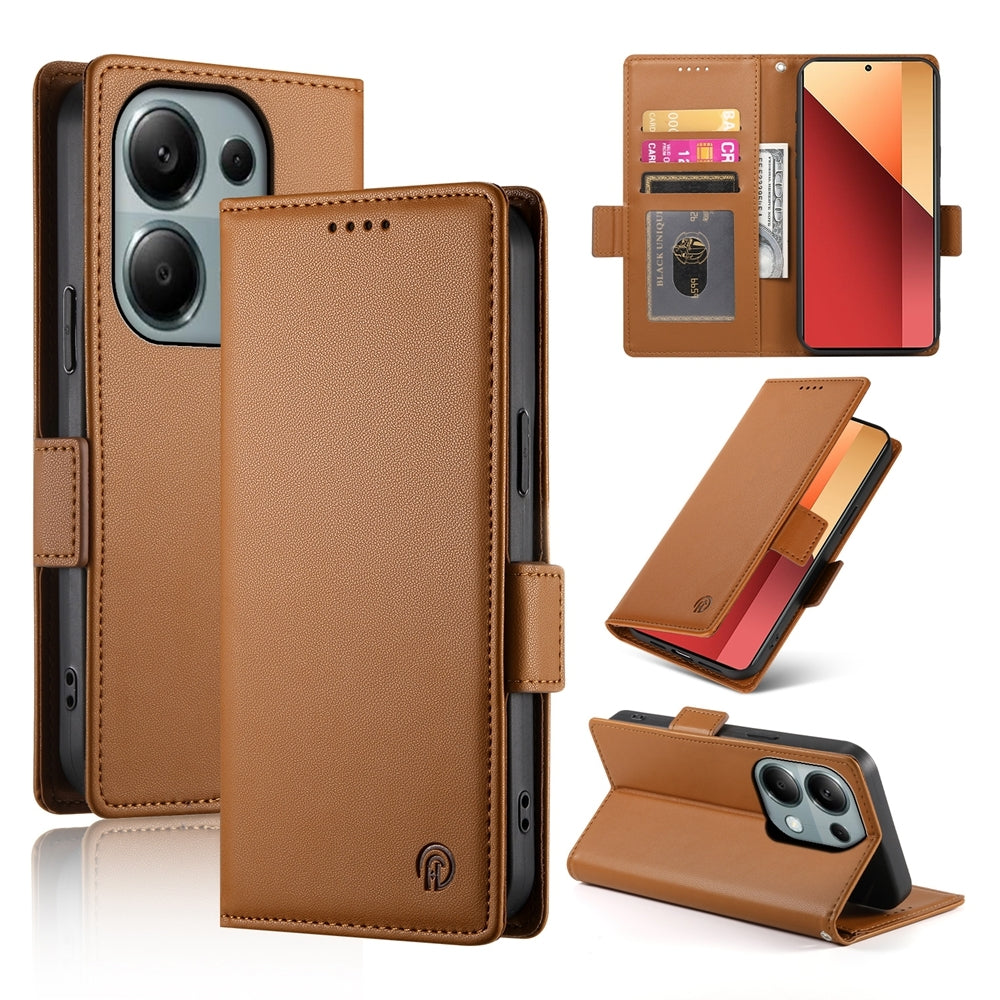 Xiaomi Redmi Note 13 Pro 4G Wallet Case - Luxury Magnetic PU Leather Flip Cover with Card Slots, Stand & Shockproof Protection