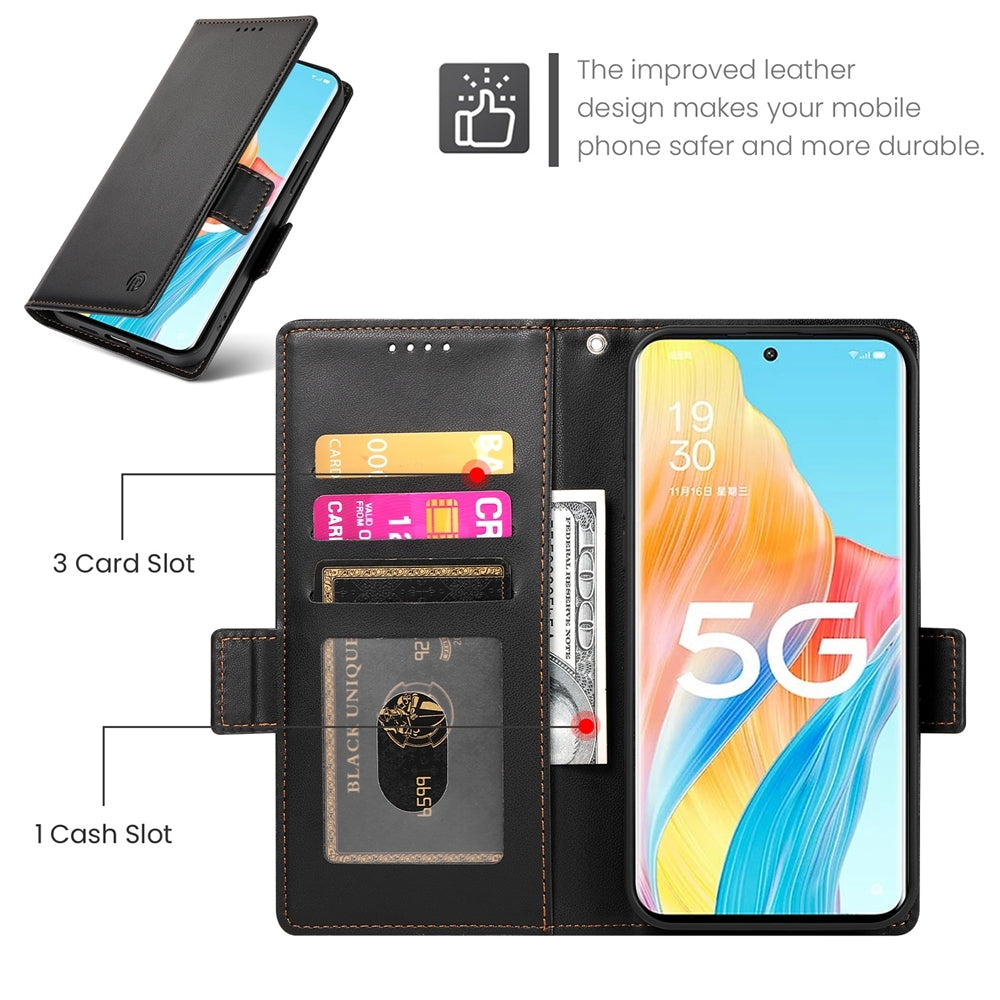 OPPO Reno8 T 5G Wallet Case - Luxury Magnetic PU Leather Flip Cover with Card Slots, Stand & Shockproof Protection