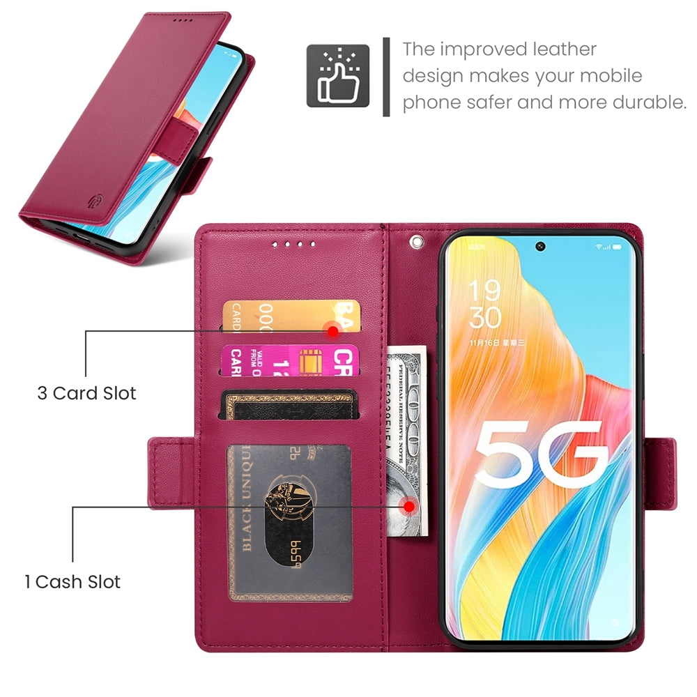OPPO Reno8 T 5G Wallet Case - Luxury Magnetic PU Leather Flip Cover with Card Slots, Stand & Shockproof Protection