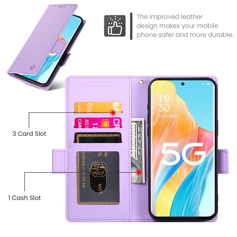 OPPO Reno8 T 5G Wallet Case - Luxury Magnetic PU Leather Flip Cover with Card Slots, Stand & Shockproof Protection