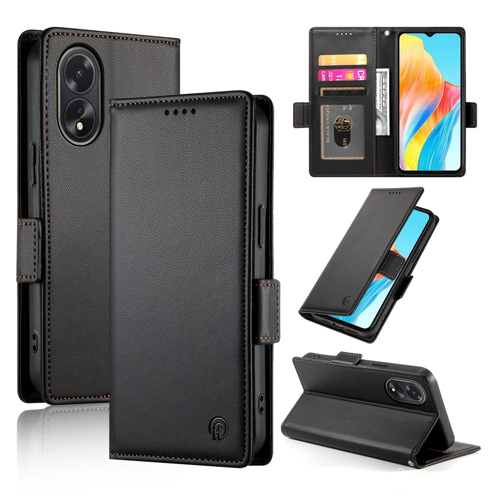 OPPO A18 4G Wallet Case - Luxury Magnetic PU Leather Flip Cover with Card Slots, Stand & Shockproof Protection