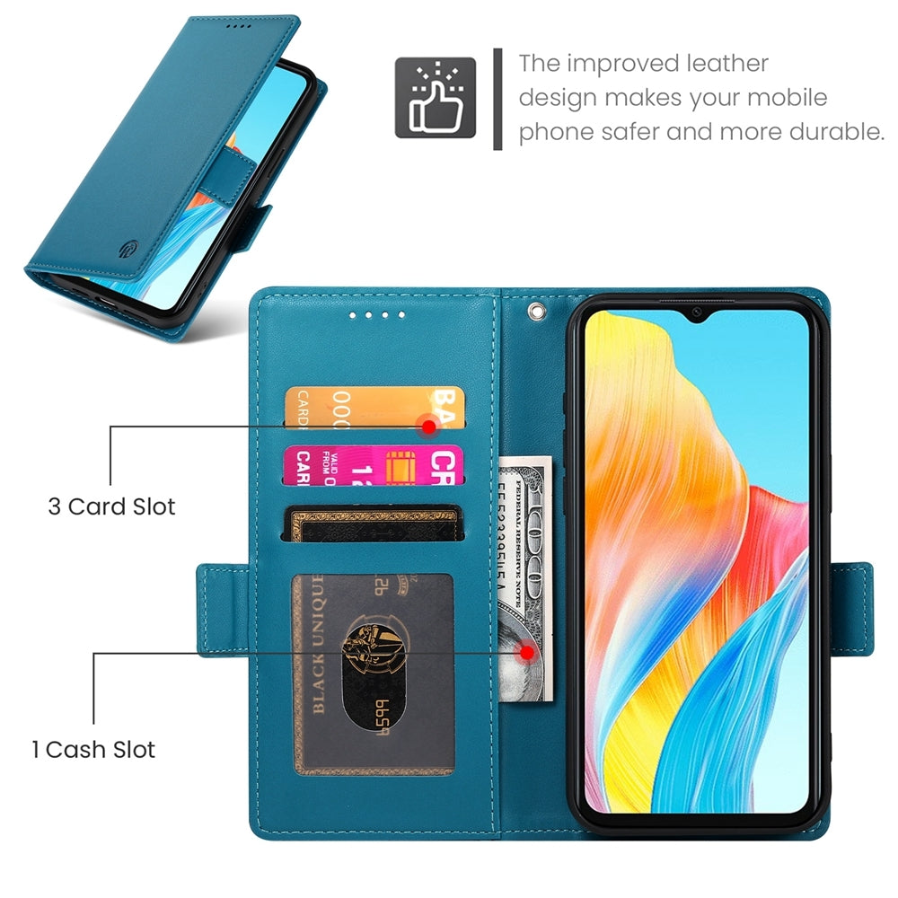 OPPO A38 4G Wallet Case - Luxury Magnetic PU Leather Flip Cover with Card Slots, Stand & Shockproof Protection