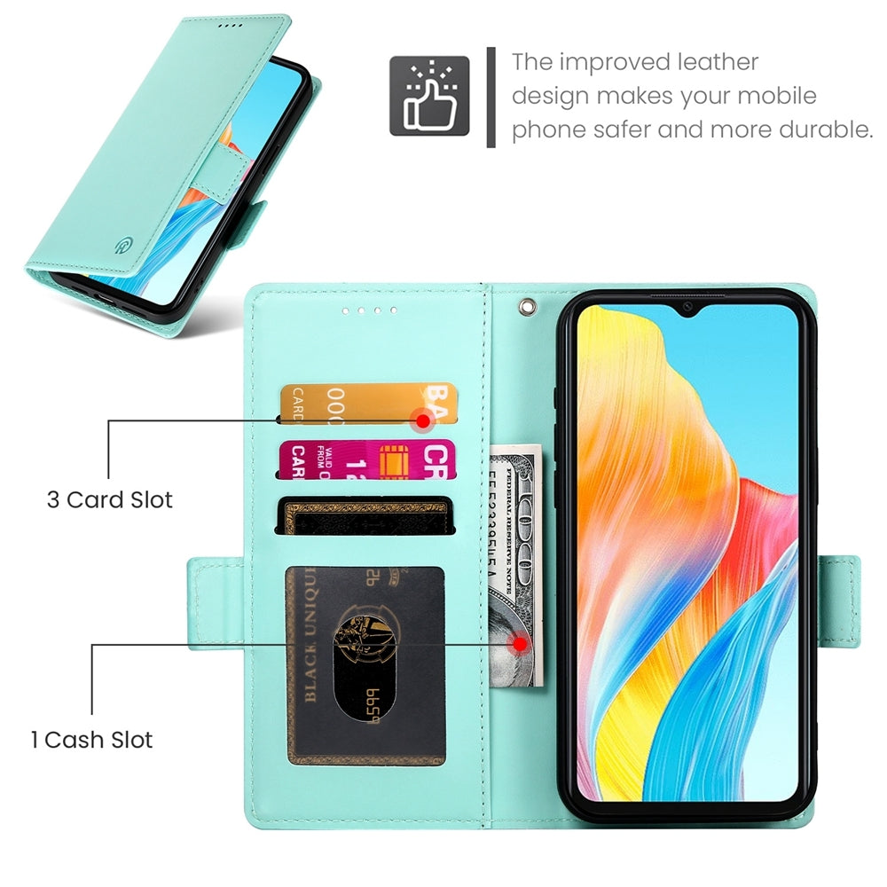 OPPO A18 4G Wallet Case - Luxury Magnetic PU Leather Flip Cover with Card Slots, Stand & Shockproof Protection