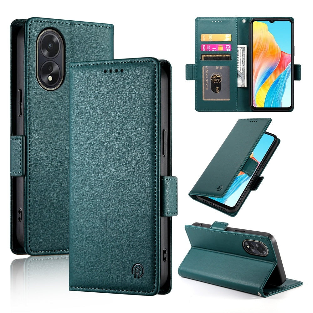 OPPO A18 4G Wallet Case - Luxury Magnetic PU Leather Flip Cover with Card Slots, Stand & Shockproof Protection
