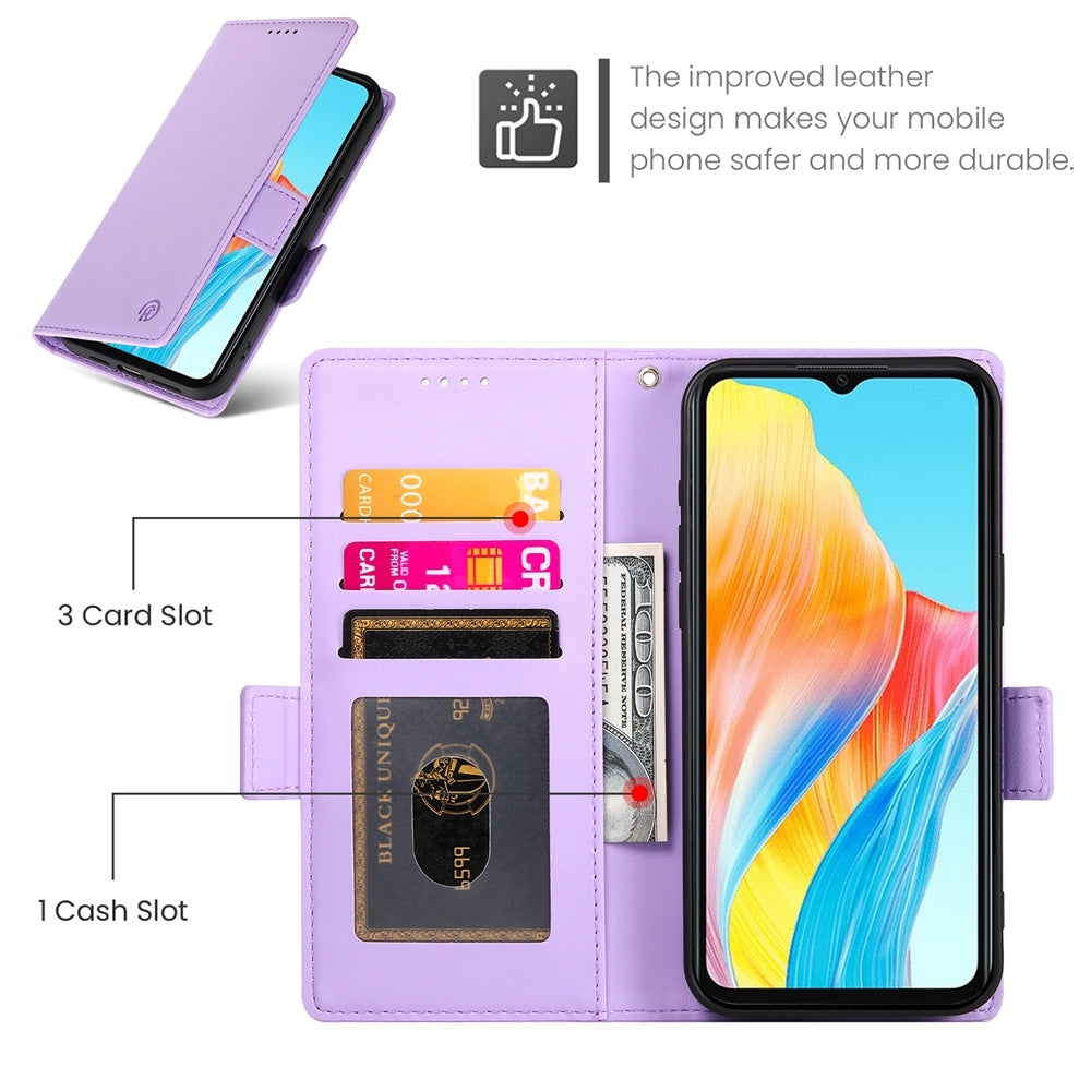 OPPO A18 4G Wallet Case - Luxury Magnetic PU Leather Flip Cover with Card Slots, Stand & Shockproof Protection