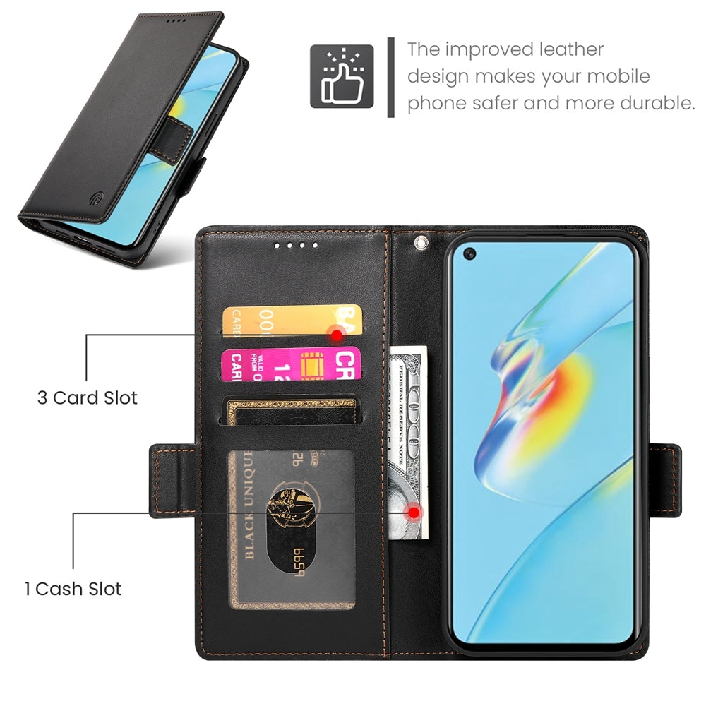 OPPO A54/A54s Wallet Case - Luxury Magnetic PU Leather Flip Cover with Card Slots, Stand & Shockproof Protection