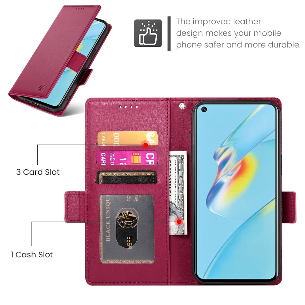 OPPO A54/A54s Wallet Case - Luxury Magnetic PU Leather Flip Cover with Card Slots, Stand & Shockproof Protection