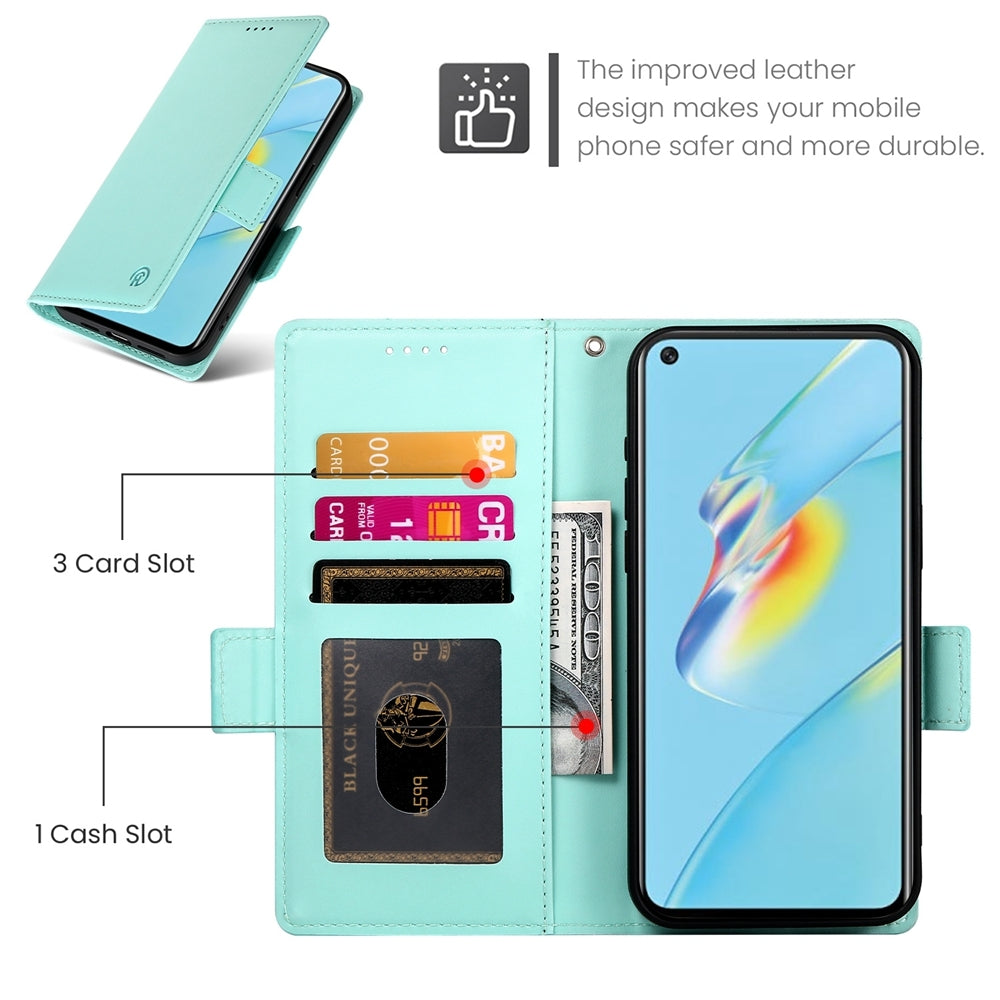 OPPO A55/A55s 5G Wallet Case - Luxury Magnetic PU Leather Flip Cover with Card Slots, Stand & Shockproof Protection