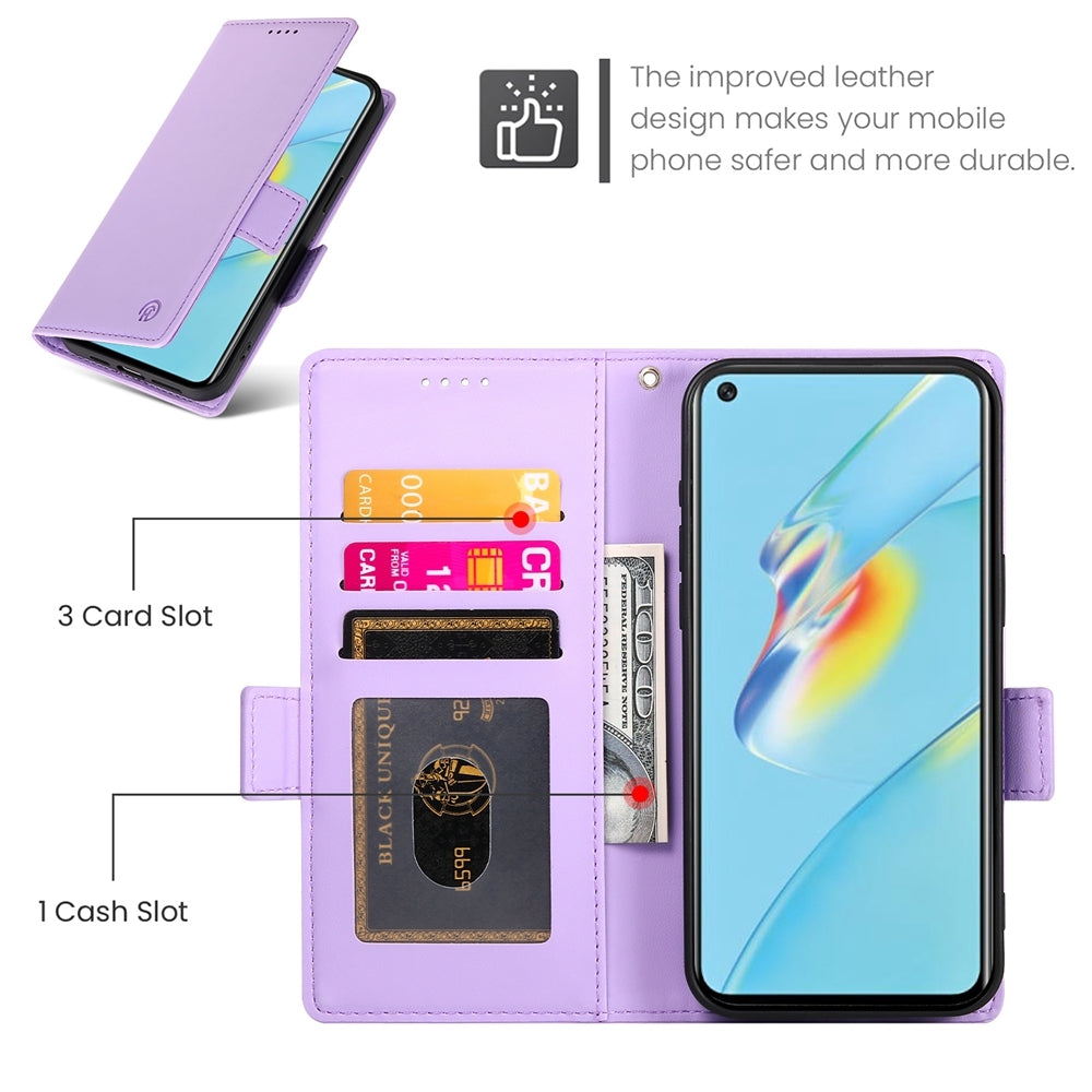 OPPO A54/A54s Wallet Case - Luxury Magnetic PU Leather Flip Cover with Card Slots, Stand & Shockproof Protection