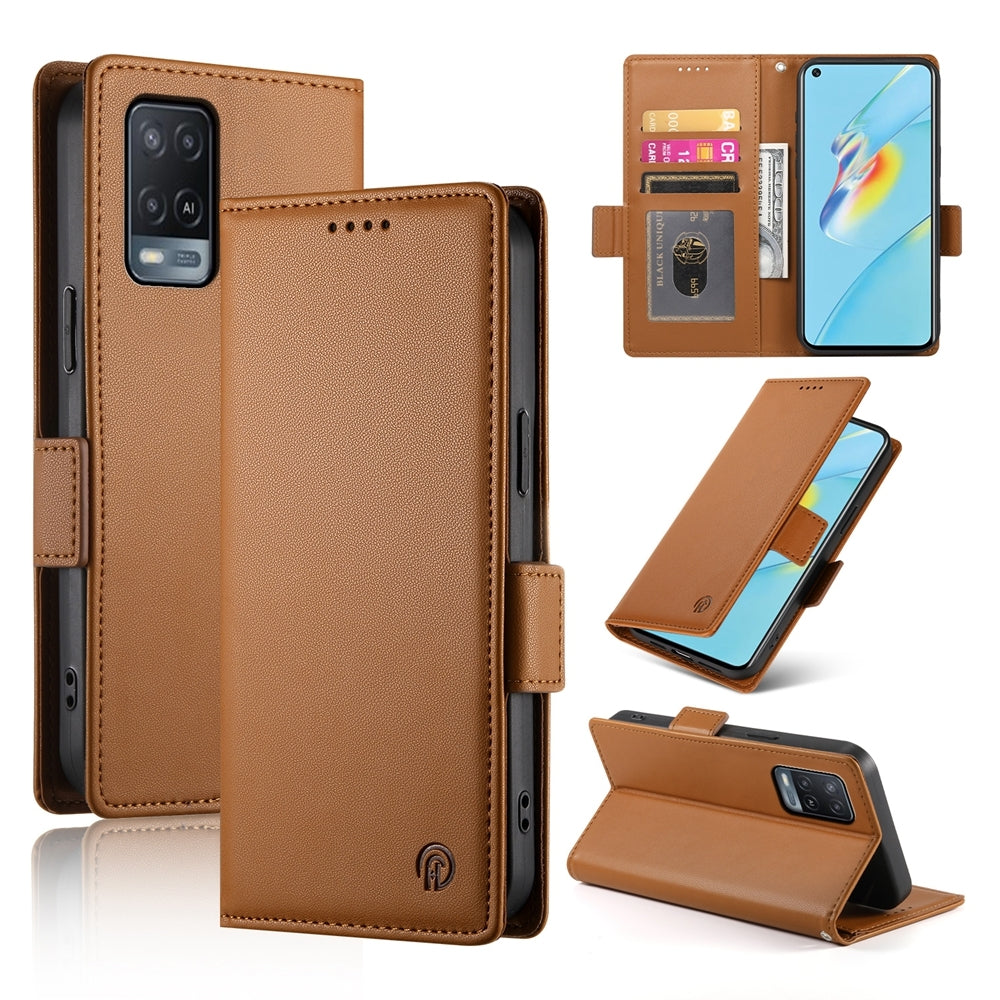 OPPO A54/A54s Wallet Case - Luxury Magnetic PU Leather Flip Cover with Card Slots, Stand & Shockproof Protection