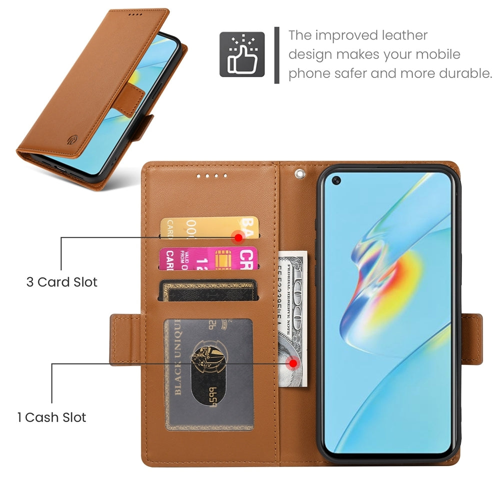 OPPO A54/A54s Wallet Case - Luxury Magnetic PU Leather Flip Cover with Card Slots, Stand & Shockproof Protection