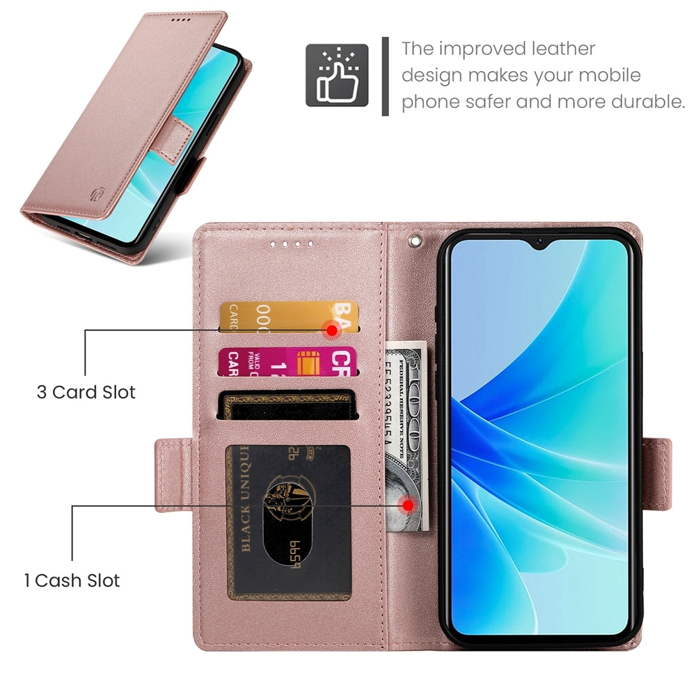 OPPO A57 4G Wallet Case - Luxury Magnetic PU Leather Flip Cover with Card Slots, Stand & Shockproof Protection