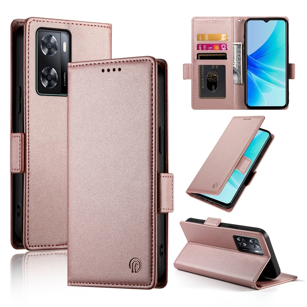 OPPO A77 4G Wallet Case - Luxury Magnetic PU Leather Flip Cover with Card Slots, Stand & Shockproof Protection