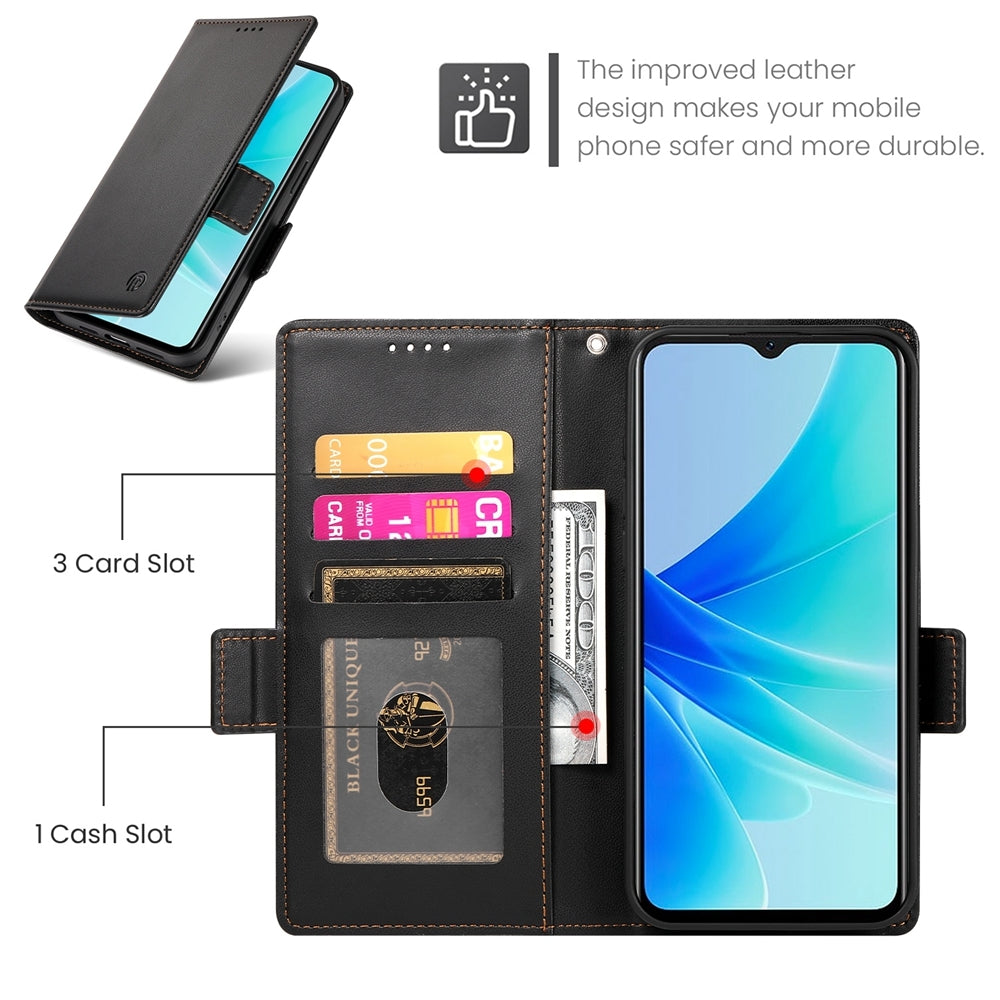 OPPO A77 4G Wallet Case - Luxury Magnetic PU Leather Flip Cover with Card Slots, Stand & Shockproof Protection
