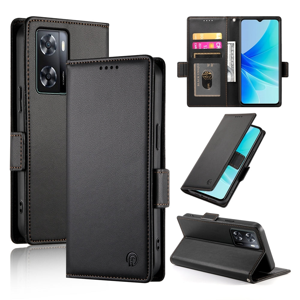 OPPO A77 4G Wallet Case - Luxury Magnetic PU Leather Flip Cover with Card Slots, Stand & Shockproof Protection