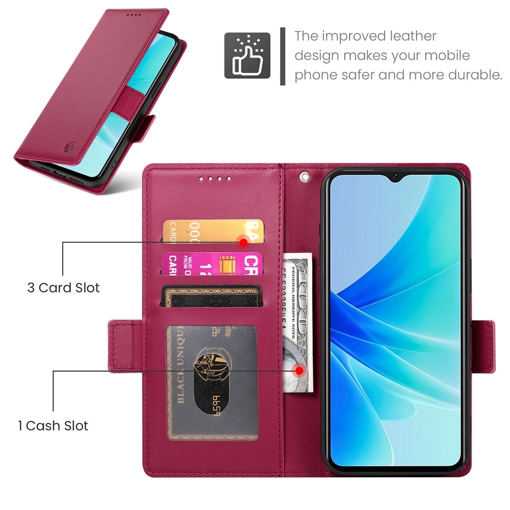 OPPO A57 4G Wallet Case - Luxury Magnetic PU Leather Flip Cover with Card Slots, Stand & Shockproof Protection