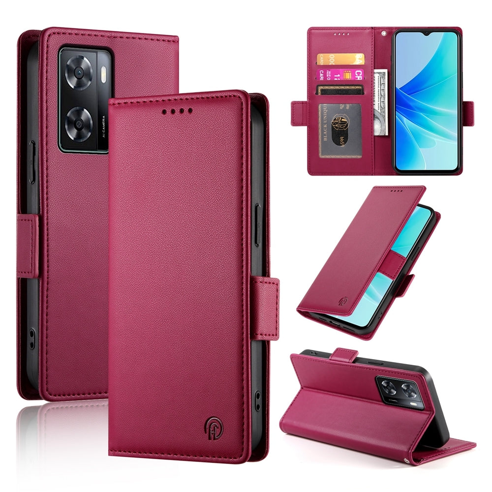 OPPO A77 4G Wallet Case - Luxury Magnetic PU Leather Flip Cover with Card Slots, Stand & Shockproof Protection