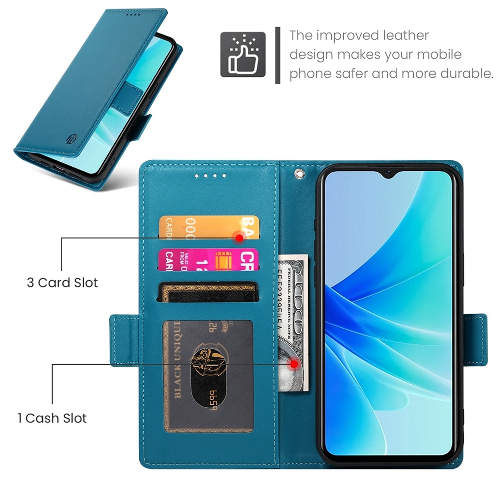OPPO A77 4G Wallet Case - Luxury Magnetic PU Leather Flip Cover with Card Slots, Stand & Shockproof Protection