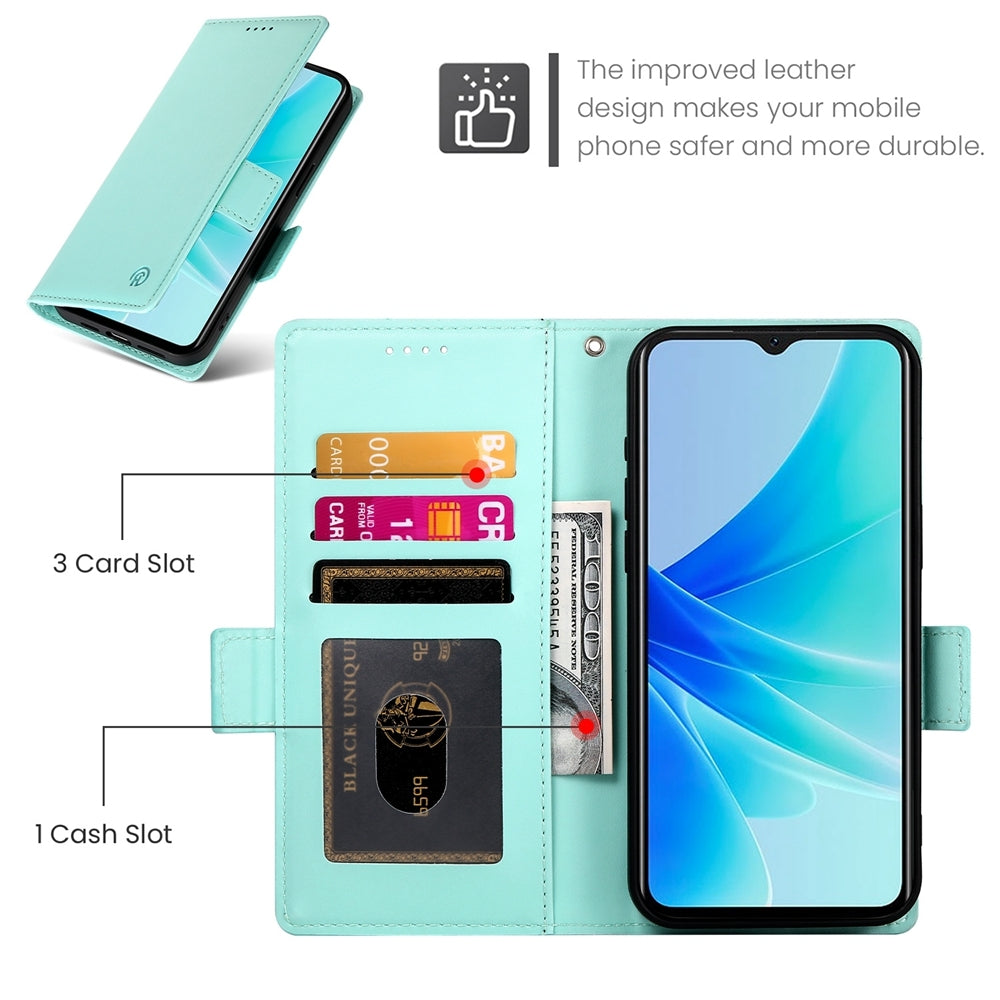 OPPO A57 4G Wallet Case - Luxury Magnetic PU Leather Flip Cover with Card Slots, Stand & Shockproof Protection