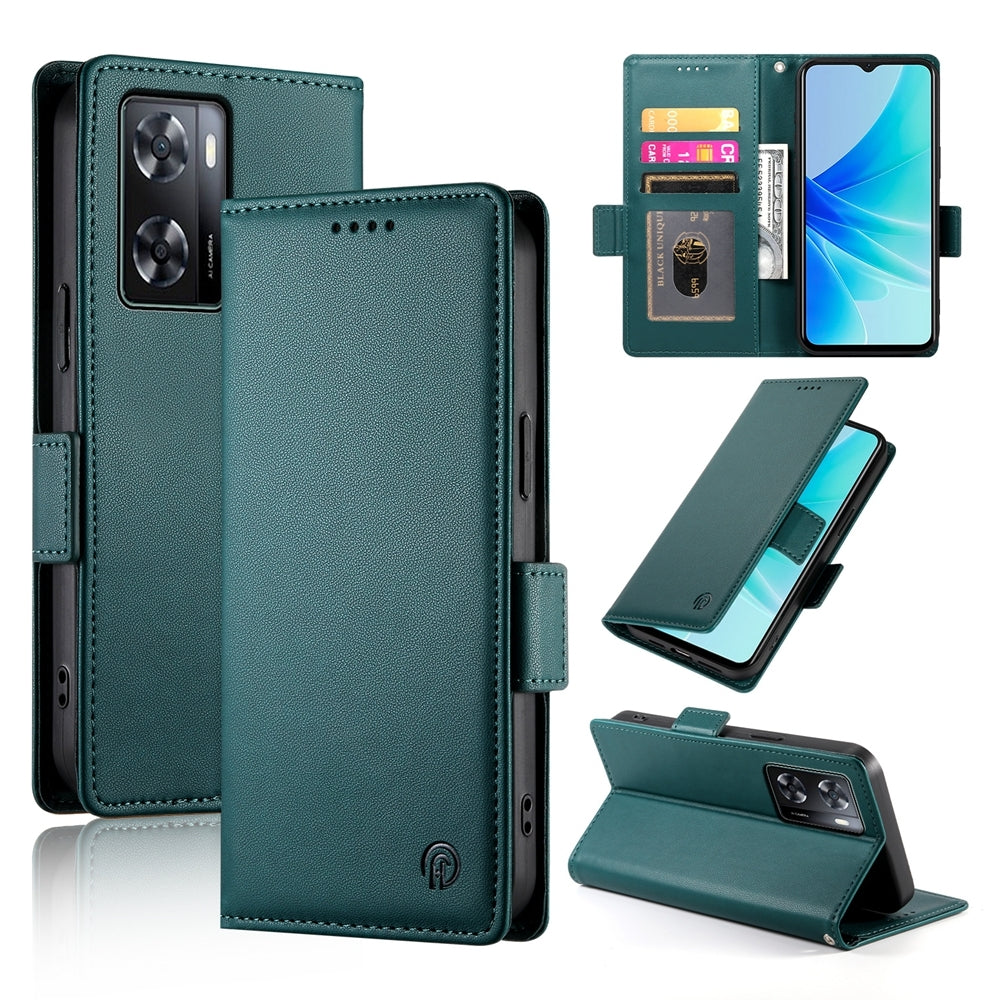 OPPO A57 4G Wallet Case - Luxury Magnetic PU Leather Flip Cover with Card Slots, Stand & Shockproof Protection