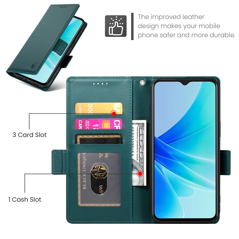 OPPO A77 4G Wallet Case - Luxury Magnetic PU Leather Flip Cover with Card Slots, Stand & Shockproof Protection