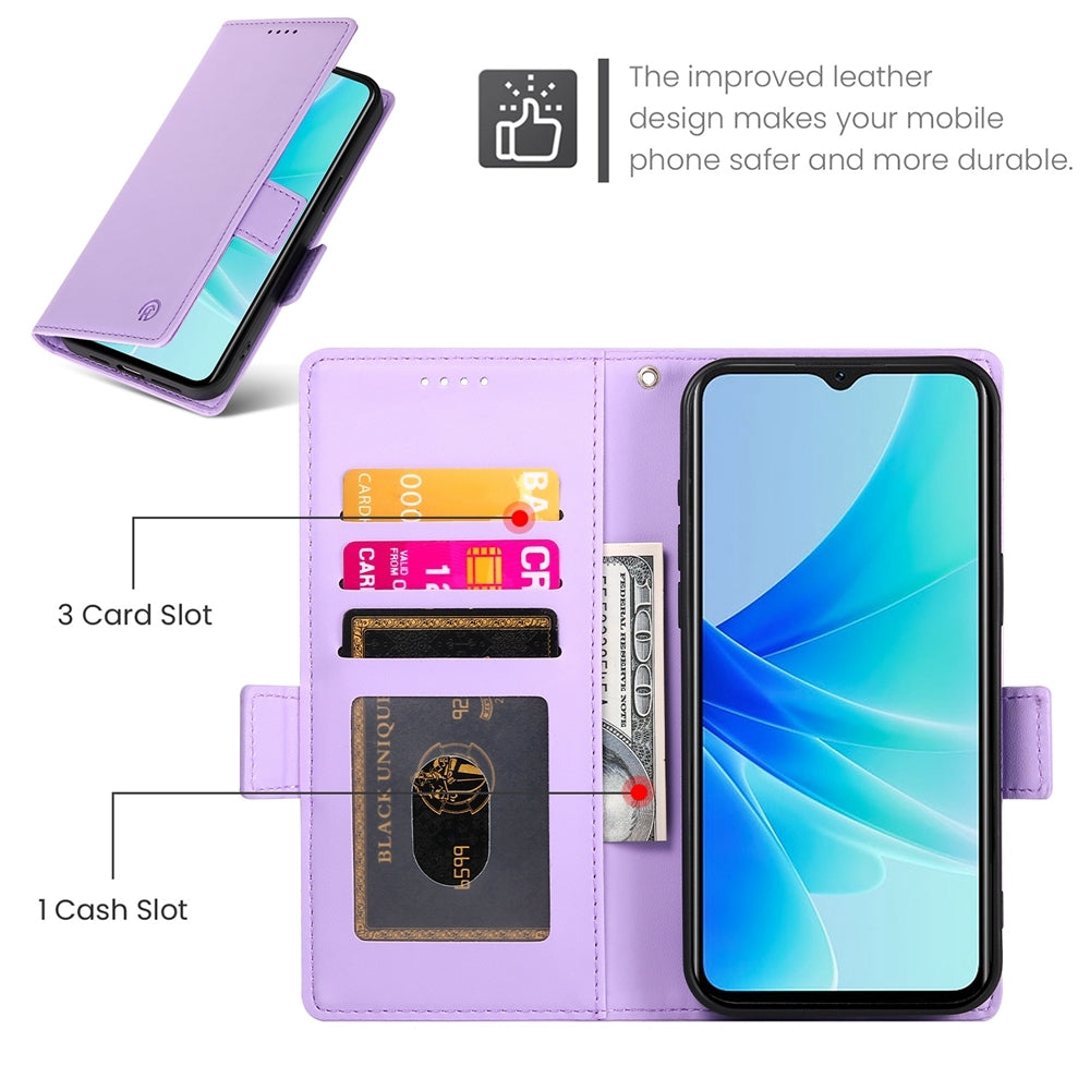 OPPO A77 4G Wallet Case - Luxury Magnetic PU Leather Flip Cover with Card Slots, Stand & Shockproof Protection