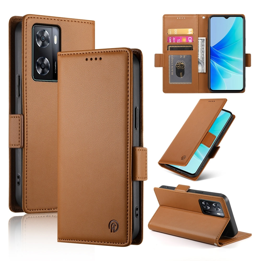 OPPO A57 4G Wallet Case - Luxury Magnetic PU Leather Flip Cover with Card Slots, Stand & Shockproof Protection