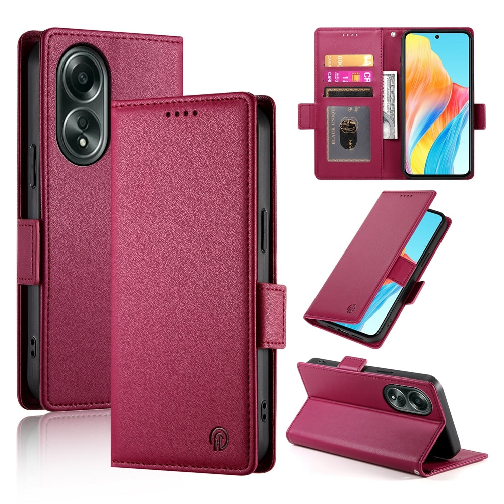 OPPO A58 4G Wallet Case - Luxury Magnetic PU Leather Flip Cover with Card Slots, Stand & Shockproof Protection