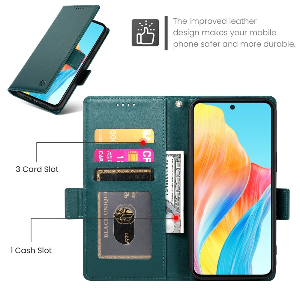 OPPO A58 4G Wallet Case - Luxury Magnetic PU Leather Flip Cover with Card Slots, Stand & Shockproof Protection