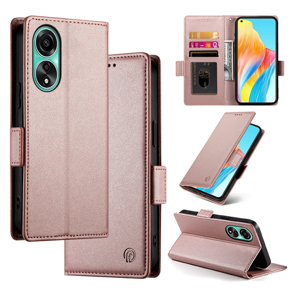 OPPO A78 4G Wallet Case - Luxury Magnetic PU Leather Flip Cover with Card Slots, Stand & Shockproof Protection