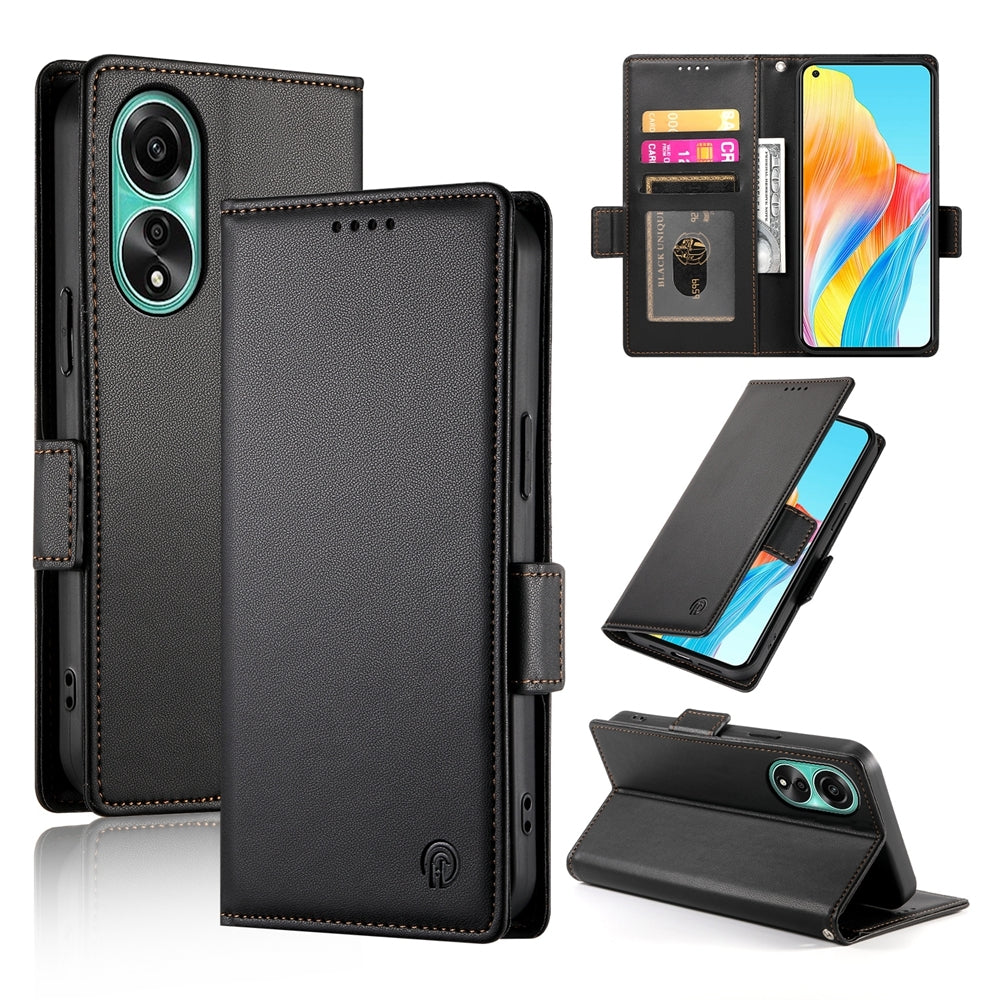 OPPO A78 4G Wallet Case - Luxury Magnetic PU Leather Flip Cover with Card Slots, Stand & Shockproof Protection