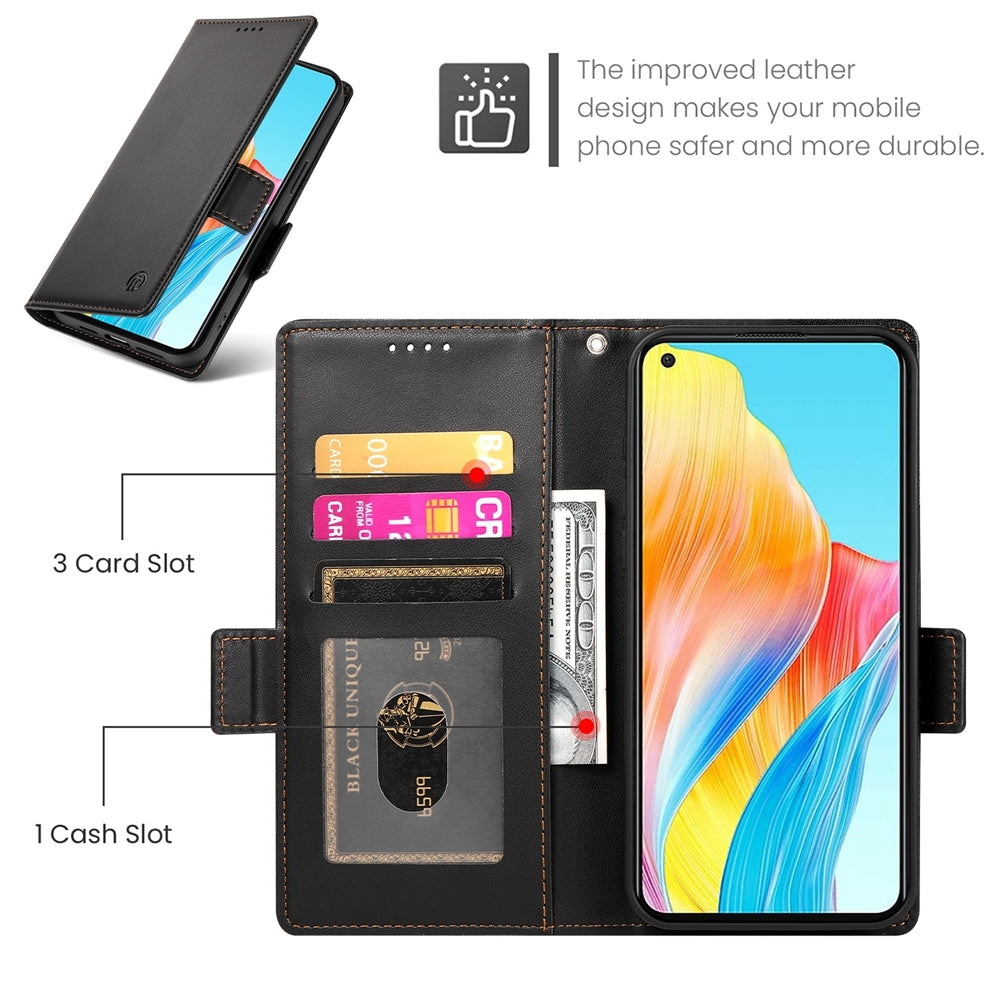 OPPO A78 4G Wallet Case - Luxury Magnetic PU Leather Flip Cover with Card Slots, Stand & Shockproof Protection